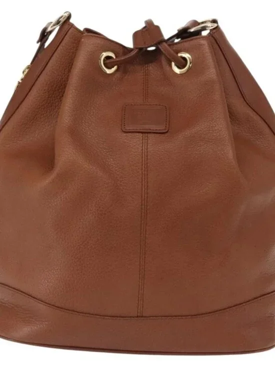 Burberrys Purse Shoulder Bag Leather Brown Gold Auth - Picture 3 of 15